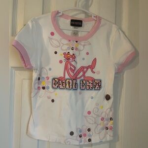 Girls Pink Panther White and Pink T-Shirt 7/8